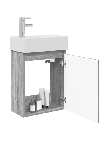 Mobile bagno con rubinetto Sonoma grigio 45,5 x 25,5 x 84 cm