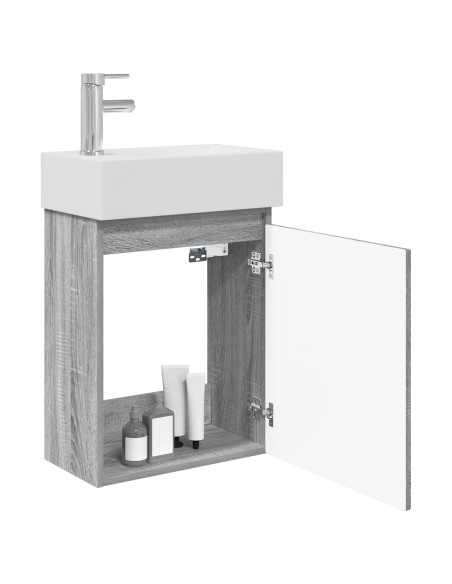 Mobile bagno con rubinetto Sonoma grigio 45,5 x 25,5 x 84 cm