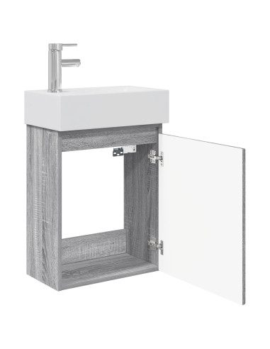 Mobile bagno con rubinetto Sonoma grigio 45,5 x 25,5 x 84 cm