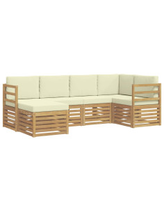 Set di divani da esterno 6 pcs Bianco e Crema Poliestere 2