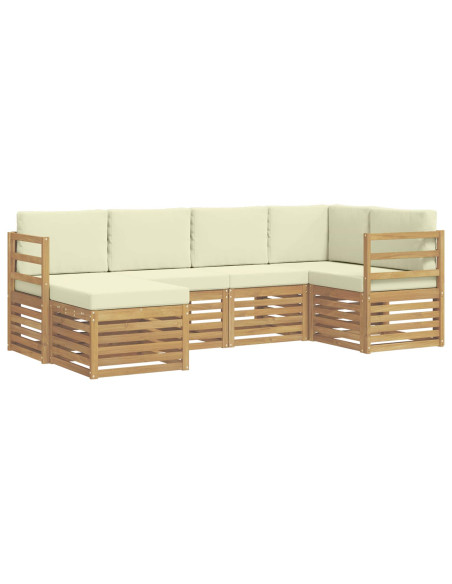 Set di divani da esterno 6 pcs Bianco e Crema Poliestere