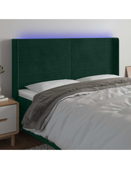 Testiera a LED Verde Scuro 203x16x118/128 cm in Velluto
