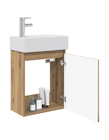 Mobile bagno con rubinetto Rovere Artigianale