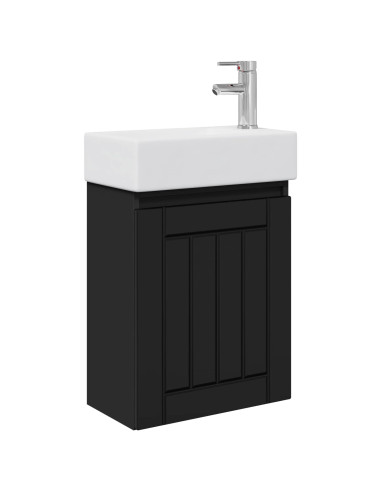 Mobile bagno con rubinetto Nero 45,5 x 25,5 x 84 cm