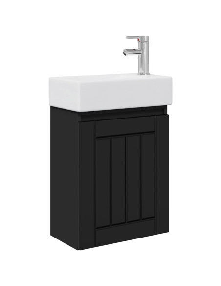 Mobile bagno con rubinetto Nero 45,5 x 25,5 x 84 cm