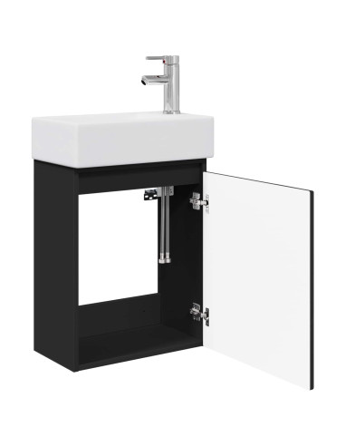 Mobile bagno con rubinetto Nero 45,5 x 25,5 x 84 cm