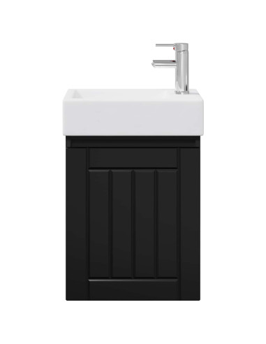 Mobile bagno con rubinetto Nero 45,5 x 25,5 x 84 cm