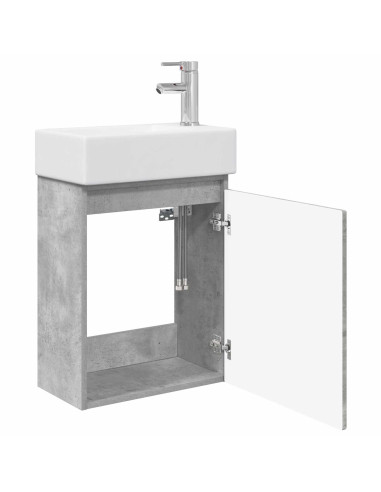 Mobile bagno con rubinetto Grigio Cemento 45,5 x 25,5 x 84 cm