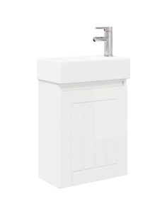 Mobile bagno con rubinetto Bianco Lucido 45,5 x 25,5 x 84 cm 2