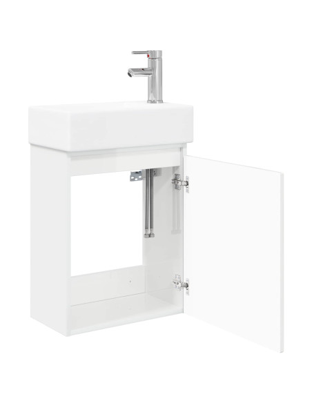 Mobile bagno con rubinetto Bianco Lucido 45,5 x 25,5 x 84 cm