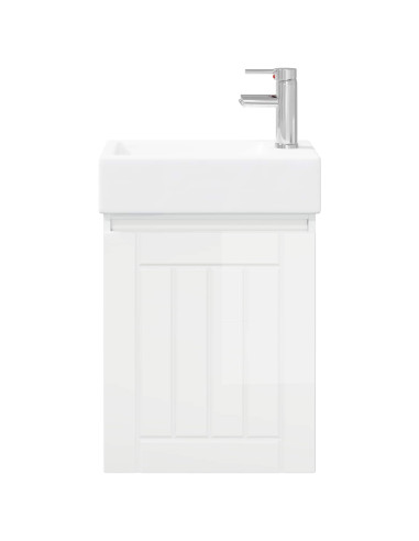 Mobile bagno con rubinetto Bianco Lucido 45,5 x 25,5 x 84 cm