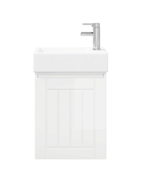 Mobile bagno con rubinetto Bianco Lucido 45,5 x 25,5 x 84 cm
