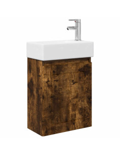 Mobile bagno con rubinetto Rovere Fumo 45,5 x 25,5 x 84 cm 2
