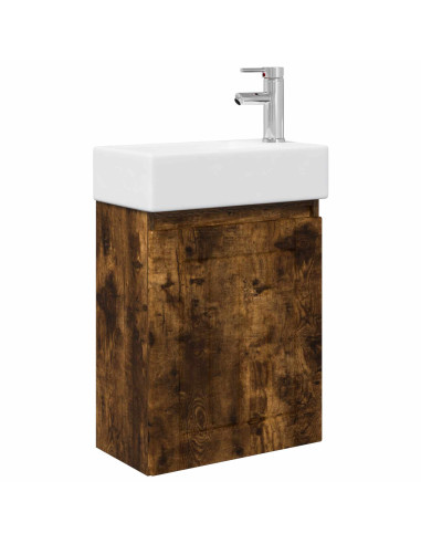 Mobile bagno con rubinetto Rovere Fumo 45,5 x 25,5 x 84 cm