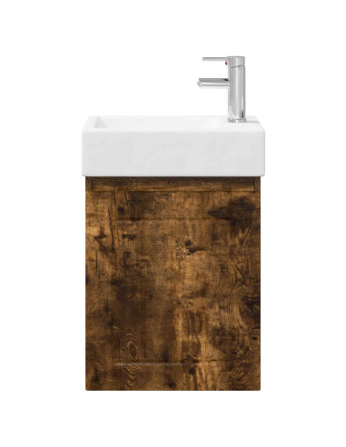 Mobile bagno con rubinetto Rovere Fumo 45,5 x 25,5 x 84 cm