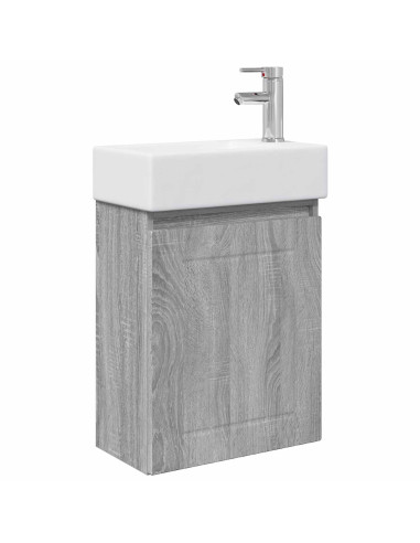 Mobile bagno con rubinetto Sonoma grigio 45,5 x 25,5 x 84 cm