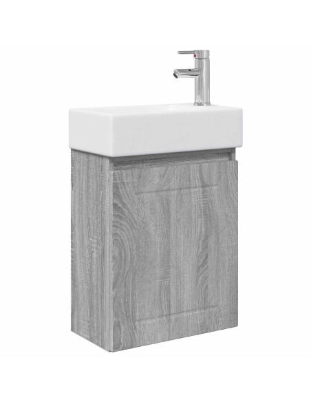 Mobile bagno con rubinetto Sonoma grigio 45,5 x 25,5 x 84 cm