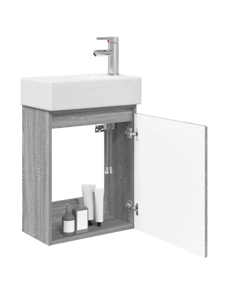 Mobile bagno con rubinetto Sonoma grigio 45,5 x 25,5 x 84 cm