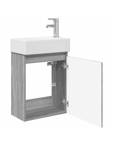 Mobile bagno con rubinetto Sonoma grigio 45,5 x 25,5 x 84 cm