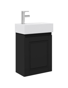 Mobile bagno con rubinetto Nero 45,5 x 22,5 x 84 cm 2