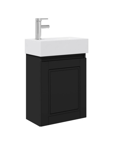 Mobile bagno con rubinetto Nero 45,5 x 22,5 x 84 cm