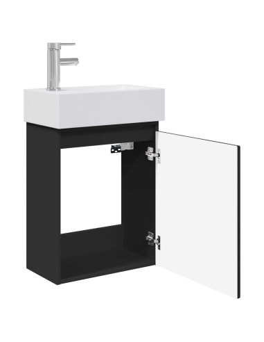 Mobile bagno con rubinetto Nero 45,5 x 22,5 x 84 cm