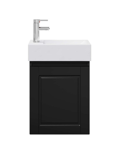 Mobile bagno con rubinetto Nero 45,5 x 22,5 x 84 cm