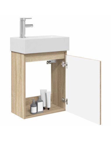 Mobile bagno con rubinetto Rovere Sonoma 45,5 x 22,5 x 84 cm