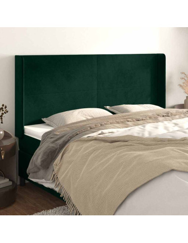 Testiera ad Orecchio Verde Scuro 203x16x118/128 cm in Velluto