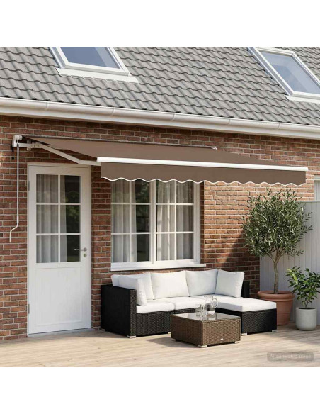 Tenda retrattile Tortora 450 × 350 cm Tessuto e Alluminio