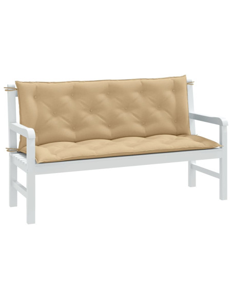 Cuscini Panca Giardino 2pz Beige Mélange 150x50x7 cm Tessuto