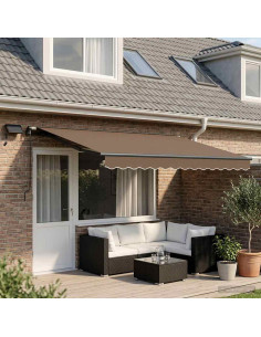 Tenda retrattile Tortora 450 × 350 cm Tessuto e Alluminio