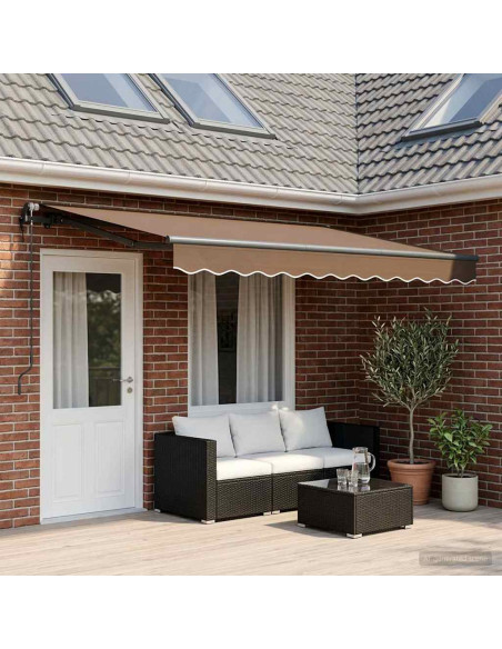 Tenda retrattile Tortora 450 × 350 cm Tessuto e Alluminio