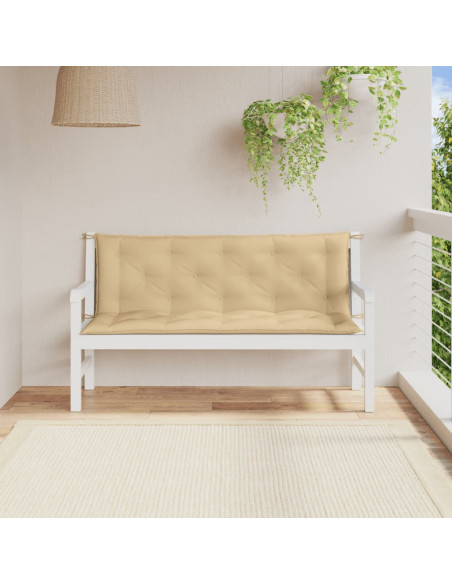 Cuscini Panca Giardino 2pz Beige Mélange 150x50x7 cm Tessuto