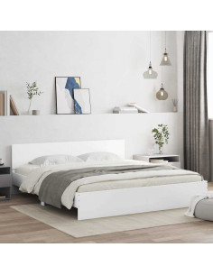 Struttura del letto 2 pcs Bianco 193 x 203 cm Legno multistrato