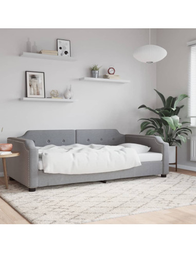 Letto da Giorno Grigio Chiaro 100x190 cm in Tessuto