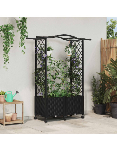 Letto Rialzato con Griglia e Tetto Nero 125 x 40 x 144 cm PP