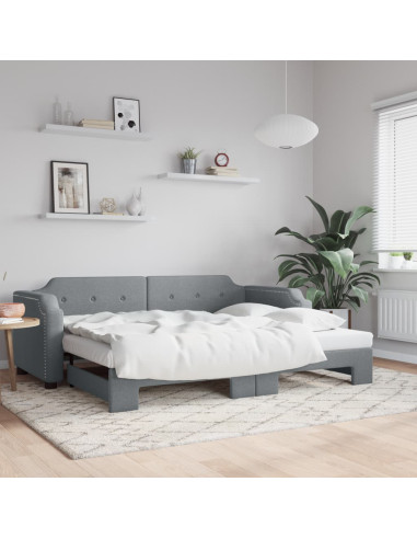 Divano Letto con Letto Estraibile Grigio Chiaro 100x190 Tessuto