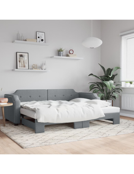 Divano Letto con Letto Estraibile Grigio Chiaro 100x190 Tessuto