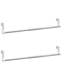 Binari per Tende 2 pz Bianco e Argento 40-60 cm Alluminio 2