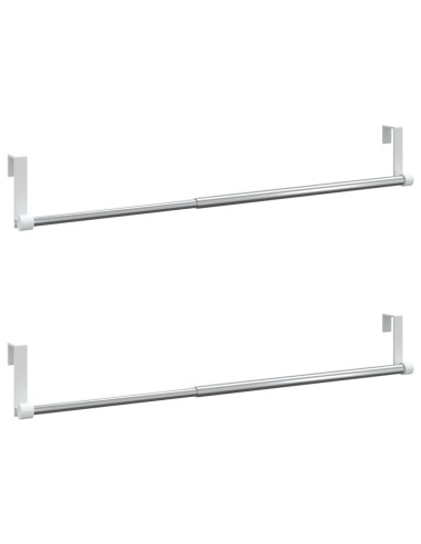 Binari per Tende 2 pz Bianco e Argento 40-60 cm Alluminio