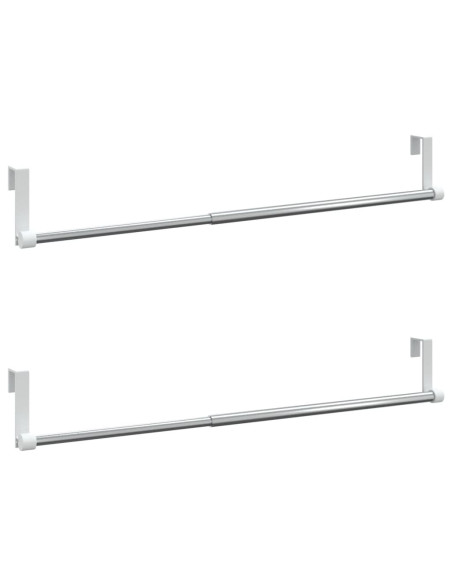 Binari per Tende 2 pz Bianco e Argento 40-60 cm Alluminio