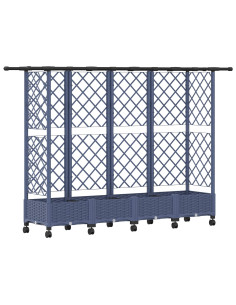 Letto Rialzato con Griglia e Tetto Grigio 202,5 x 40 x 127 cm 2