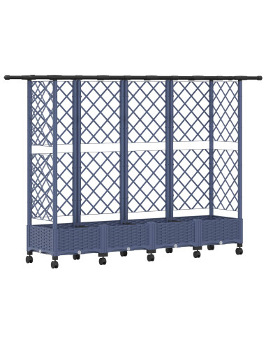 Letto Rialzato con Griglia e Tetto Grigio 202,5 x 40 x 127 cm
