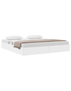 Letto con Contenitore Bianco Puro 183 x 213 cm Pelle sintetica 2