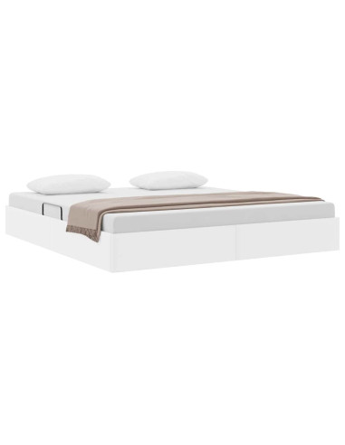 Letto con Contenitore Bianco Puro 183 x 213 cm Pelle sintetica