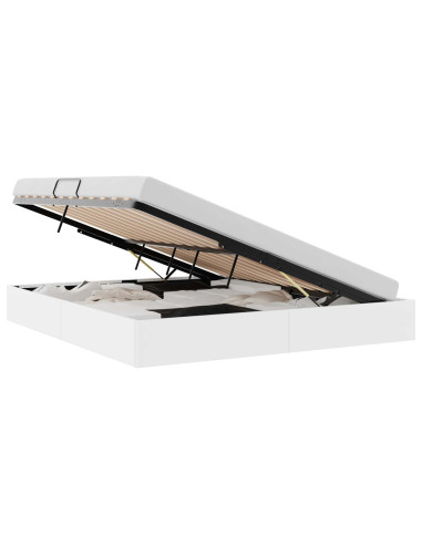 Letto con Contenitore Bianco Puro 183 x 213 cm Pelle sintetica