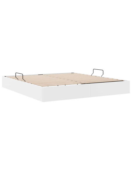 Letto con Contenitore Bianco Puro 183 x 213 cm Pelle sintetica