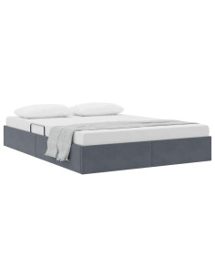 Letto con Contenitore Grigio scuro 153 x 203 cm Velluto 2