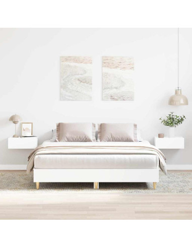 Struttura del letto 2 pcs Bianco 152 x 203 cm Legno multistrato
